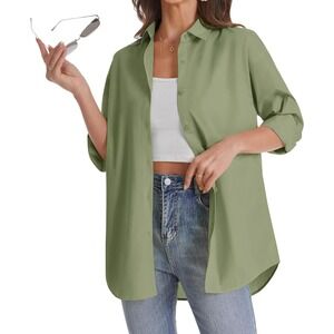 NWT - J.VER Womens Oversized Button Down Casual Long Sleeve Lightweight Blouse